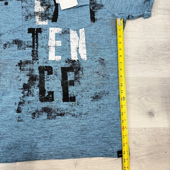 Projek Raw Cotton Graphic Print Short Sleeve Henley Shirt Size XXL Sky Blue NWT - Picture 13 of 17